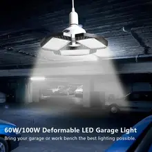 Lampa Led garażowa deformowana lampa przemysłowa E27 E26 oświetlenie Led high-bay 60 100W warsztat Parking wodoodporna lampa sufitowa magazynowa 85-265v tanie tanio GERUITE Fluorescencyjne SOLAR Przemysłowe BAMBOO 85-265 v Brak LED Garage Light Ceiling Light 1 Year Deform Garage Lamp