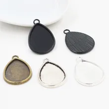 4 шт. 18x25 мм Внутренний размер 4 цвета стиль капли Камея Кабошон основа Установка Подвески ожерелье Фурнитура