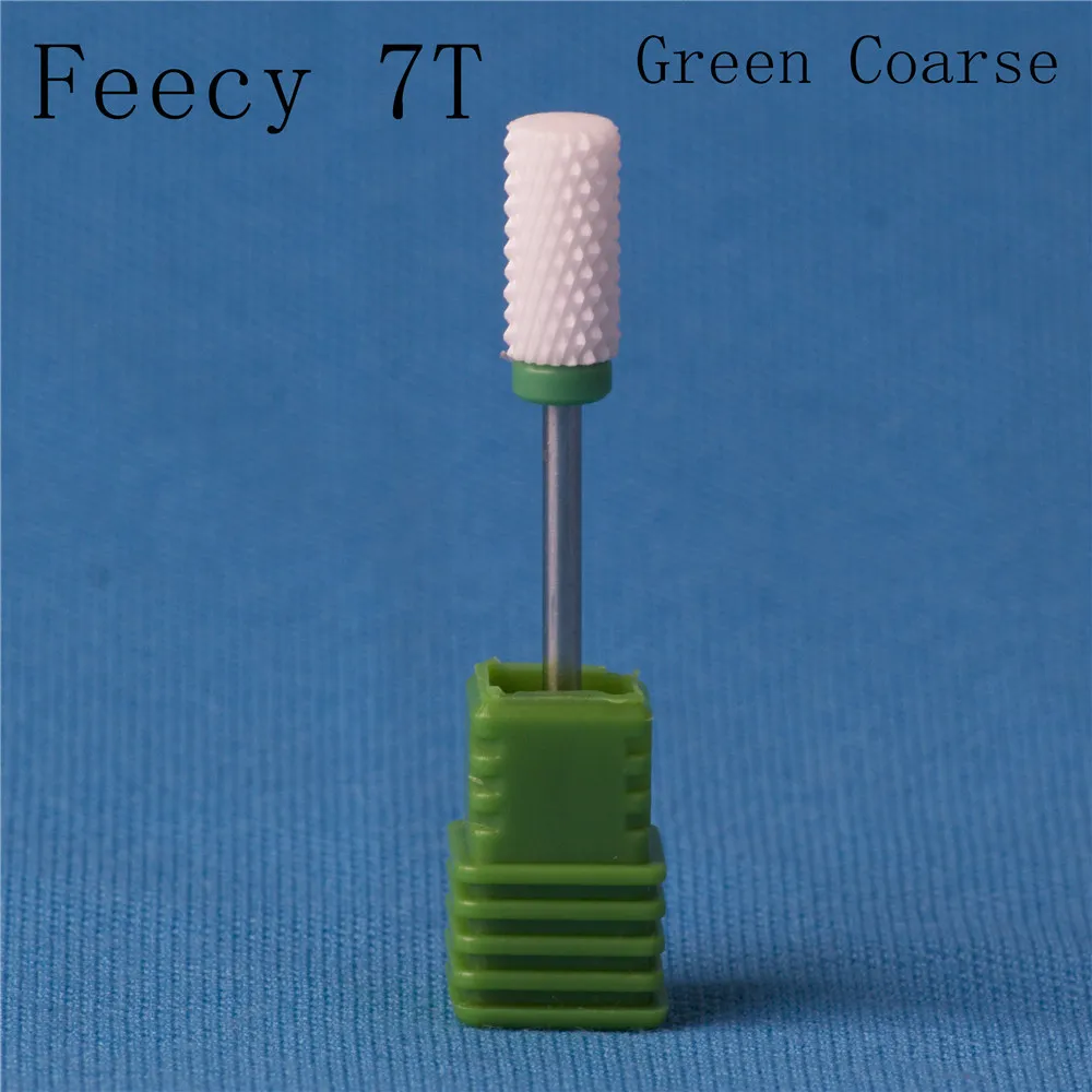 Feecy 7T green C Резак для маникюра, керамические сверла для ногтей, аксессуары для маникюрной машины, вращающиеся электрические пилки для ногтей, инструмент для маникюра, инструмент для дизайна ногтей Feecy - Цвет: Feecy 7T green C