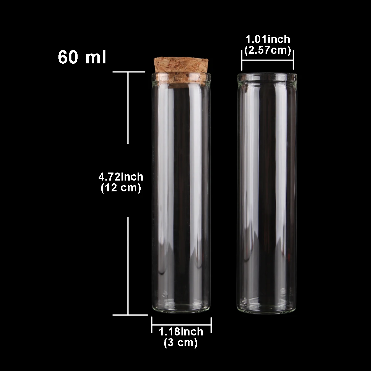 Elegant Glass Test Tubes with Cork Stoppers - Set of 24 Versatile Dragee Jars