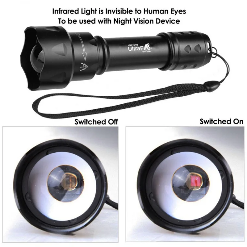  UltraFire Outdoor UF-T20 Cree IR 850nm 940nm Luz Night Vision Zoomable LED Flashlight Light Hunting