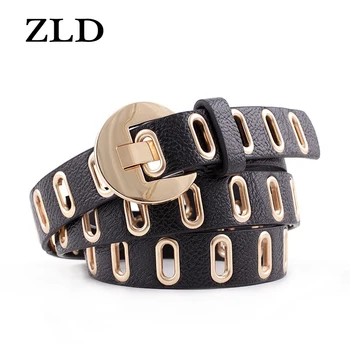 

ZLD Women Waist Belt Hollow Rivets PU Leather Strap for Womens Slim Waistband Female Ladies Apparel Accessories