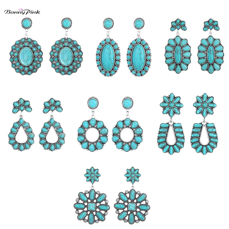 

Banny Pink Indian Wedding Stone Earrings For Women Bohemia Geometric Statement Stud Earrings Ethnic Chandelier Pendant Earrings