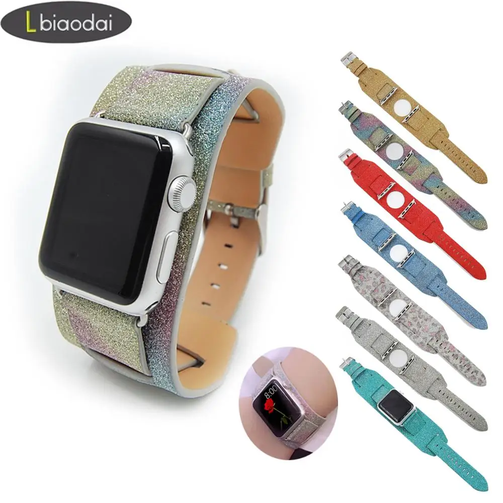 

leather loop watch strap for apple watch band 42mm/38 Cuff Bracelet for iwatch 1/2 band link Bracelet flash bracelet