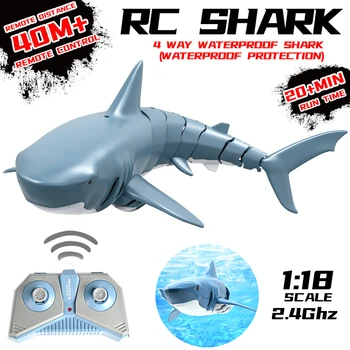 

2.4G Electric Simulation Remote Control Shark Boat RC Animal Toy For Swimming Pool Bathroom Toy Children Toy Gifts Party Decor