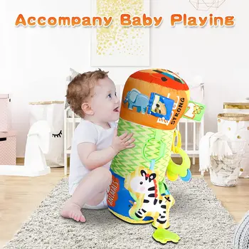 Baby Pillow Toy with Detachable Rattle Soft Crawl Roller Einstein Tummy Time Toy for Baby Reef Prop Pillow Toys Infants Toddlers 4