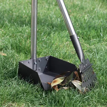 

3pcs/seDustpan Stainless Steel Tray Rake Shovel Long Handle Garbage Pet Excrement Cleaning Kit Tool Easy to clean outdoor family