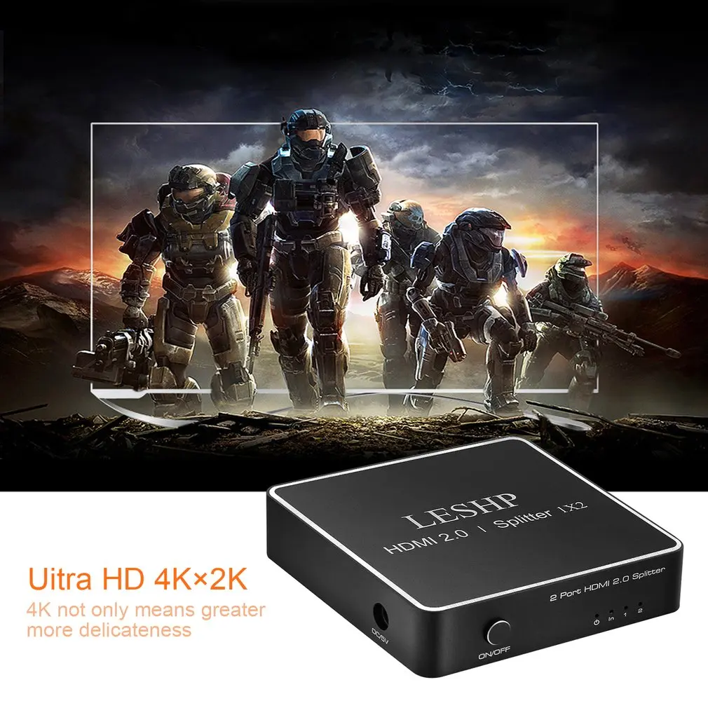 LESHP HDMI 2,0 1x2 сплиттер поддержка s Full HD 4x2K 3D один вход на два выхода Поддержка видео формата до 4 K 2K 30 Гц