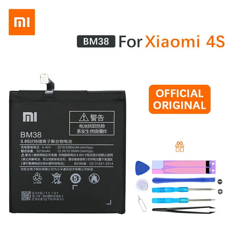 Original Xiaomi 4S Battery BM38 3260 mAh for Mi Mi4S High Quality Phone Replacement Batteries | Мобильные телефоны и