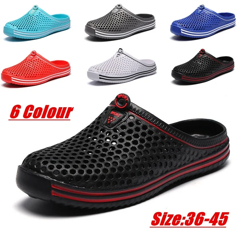 Summer Unisex Garden Wooden Shoes Mesh Non-slip Slippers Beach Sandals Size 36-45