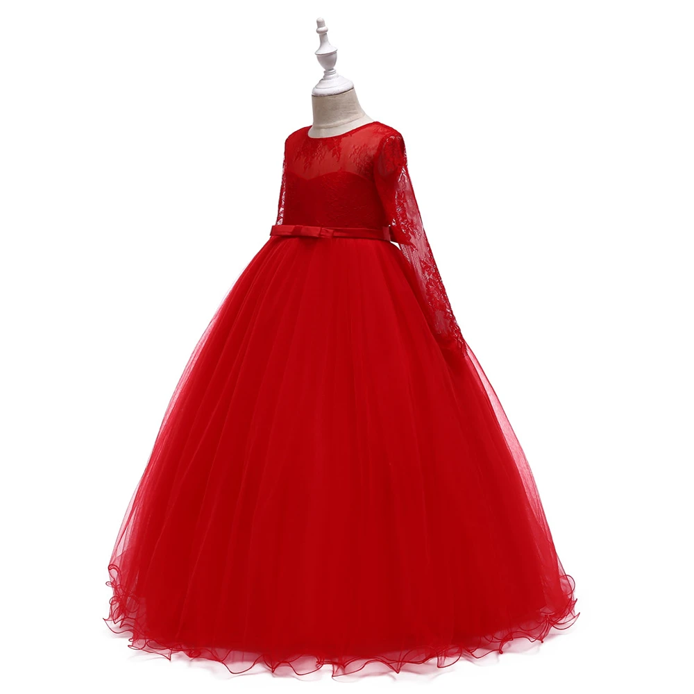 Новое Стильное длинное платье с цветами для девочек на свадьбу, vestidos de primera comunion, детское платье для первого причастия Пышное Бальное Платье для девочек