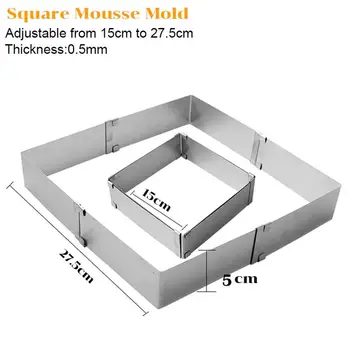 

Adjustable Mold Baking Mold Stainless Steel Square Chef Cake DIY Family Kitchen Cake Mould Sturdy