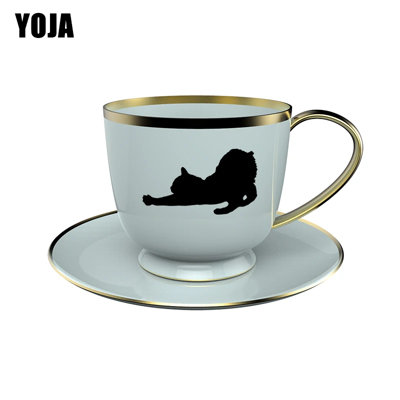 YOJA 8X4 6 см шт. кошка зевание креативный винный стеклянный стикер домашние детские