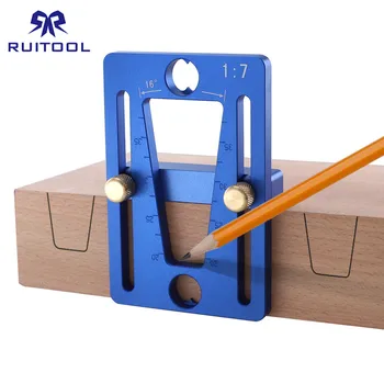 

Dovetail Marker Adjustable Woodworking Dovetail Guide Template 1:7 Aluminum Alloy Dovetail Marking Gauge for Hand Cut Wood Joint