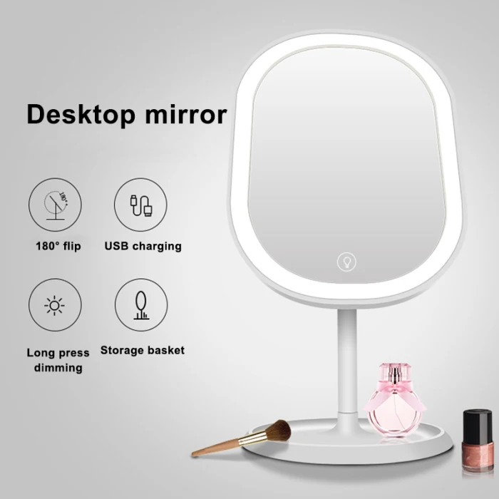 Горячее предложение новое usb зарядное зеркало для макияжа с подсветкой портативное настольное косметическое зеркало для путешествий SSwell