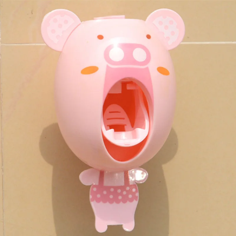 Соковыжималка из держателя дома автоматический ленивый мыть костюм ребенок студент ванная комната присоски аксессуары зуб дозатор пасты - Цвет: pink pig