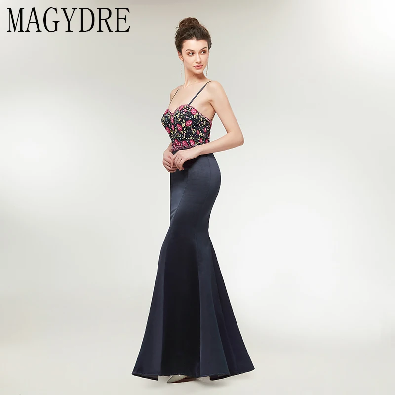 Элегантное Вечернее Платье Русалка черное без рукавов robe de soiree Милая Шея Спагетти ремни Длина пола атласное длинное платье