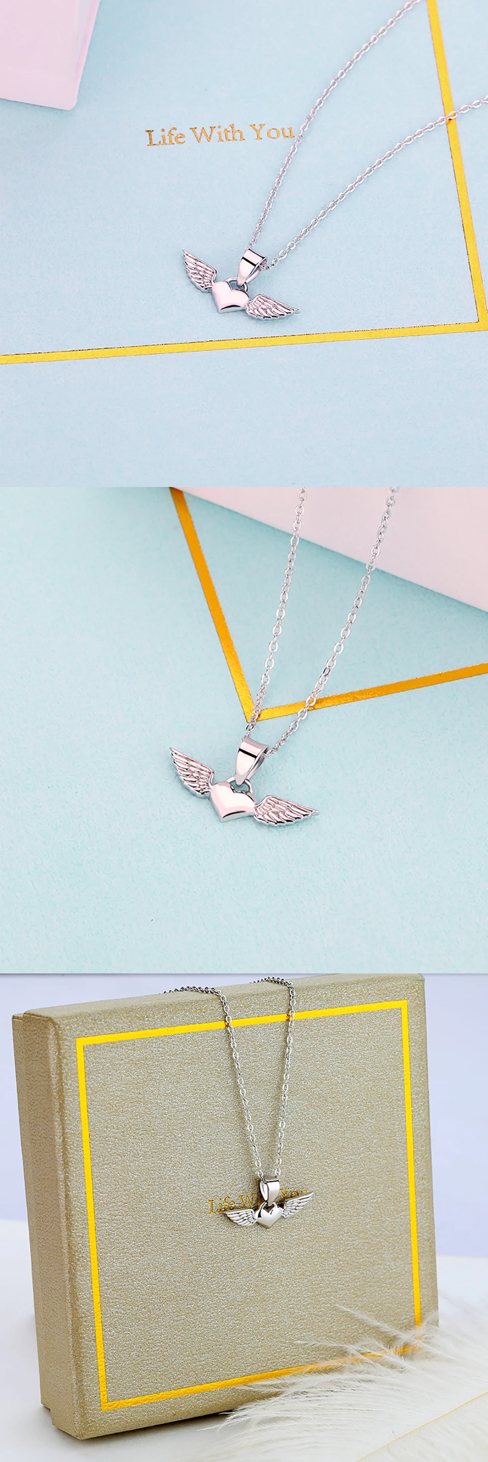 JXXGS модное женское ожерелье 925 пробы Серебряное ожерелье в форме сердца с подвеской в виде ангела с крыльями для женщин ювелирное изделие для повседневной носки