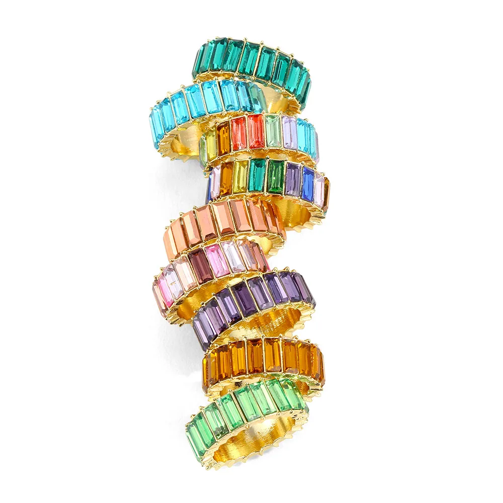 Lost Lady Summer Colorful Rainbow Zircon Wide Rings for Women INS Fashion Girls Crystal Rings Wholesale jewelry Bijoux Love Gift - Image 5