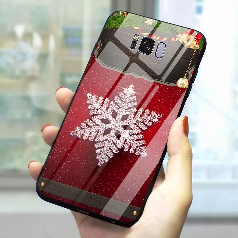 Рождество год Стекло чехол для телефона для samsung Galaxy S10 чехол A70 A60 M40 A50 A40 A20 A30 A10 S7 край S8 S9 плюс