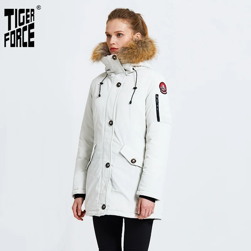TIGER FORCE Зимняя Куртка Женская Зимнее Пальто Женщин Аляска Парка Европейский