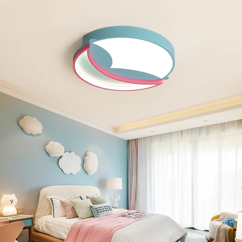 Modern Led Ceiling Light For Baby Children Boys Girls Bedroom Pink