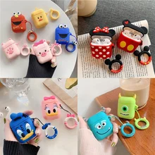 Милый мультяшный беспроводной Bluetooth чехол для наушников для Apple Airpods 2 мягкий силиконовый 3D чехол для наушников для Airpods чехол s с ремешком