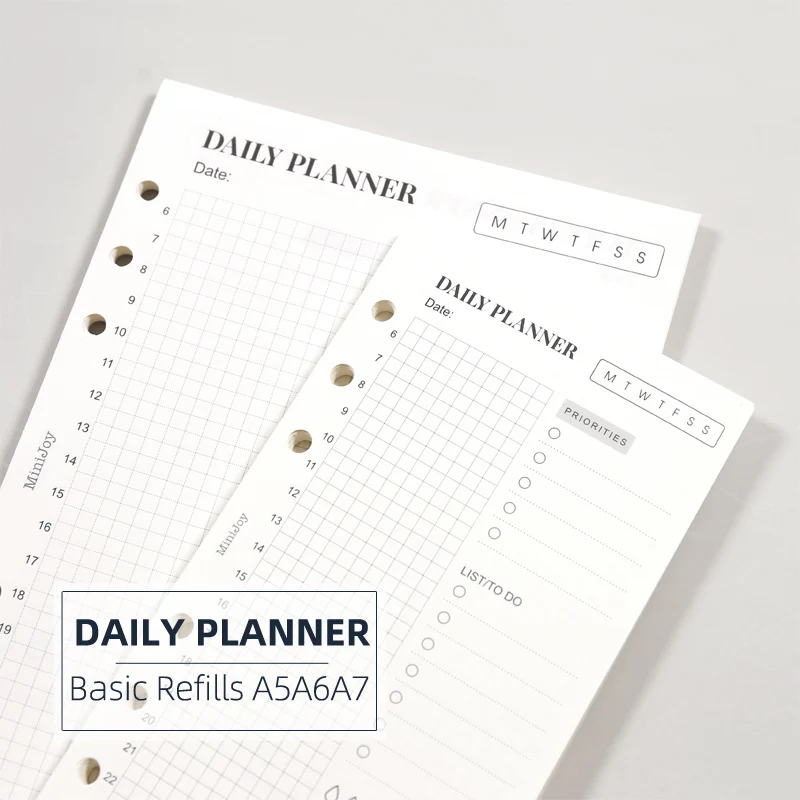 MyPretties 40 Sheets Basic Daily Planner Timeline Refill Papers A5 A6 A7 Filler Pages for 6 Hole Binder Organizer N.1285