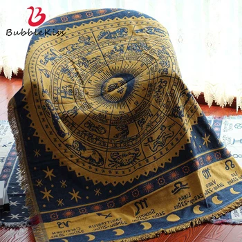 

Bubble Kiss 2020 New Product European Geometric Retro Blanket Cotton Fabric Sofa Throw Blanket Home Decoration Blankets For Beds