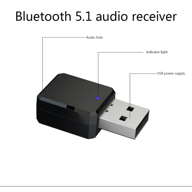 USB Wireless Bluetooth 5.1 Audio Receiver Adapter Music Speakers Hands-free Calling 3.5mm AUX Car Stereo Bluetooth 5.0 Adapter Smart Home Wifi Devices cb5feb1b7314637725a2e7: Black