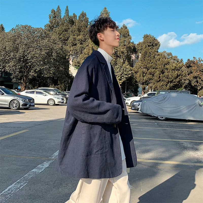 Весенне-осенняя Новая модная повседневная рубашка, куртка, Корейская версия, Ins Wind Wild, костюм, серый, зеленый, королевский синий, M-2XL
