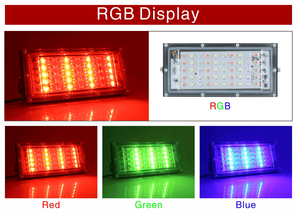 240V RGB LED Flood Light Street Lamp Security Landscape Wall Spotlight