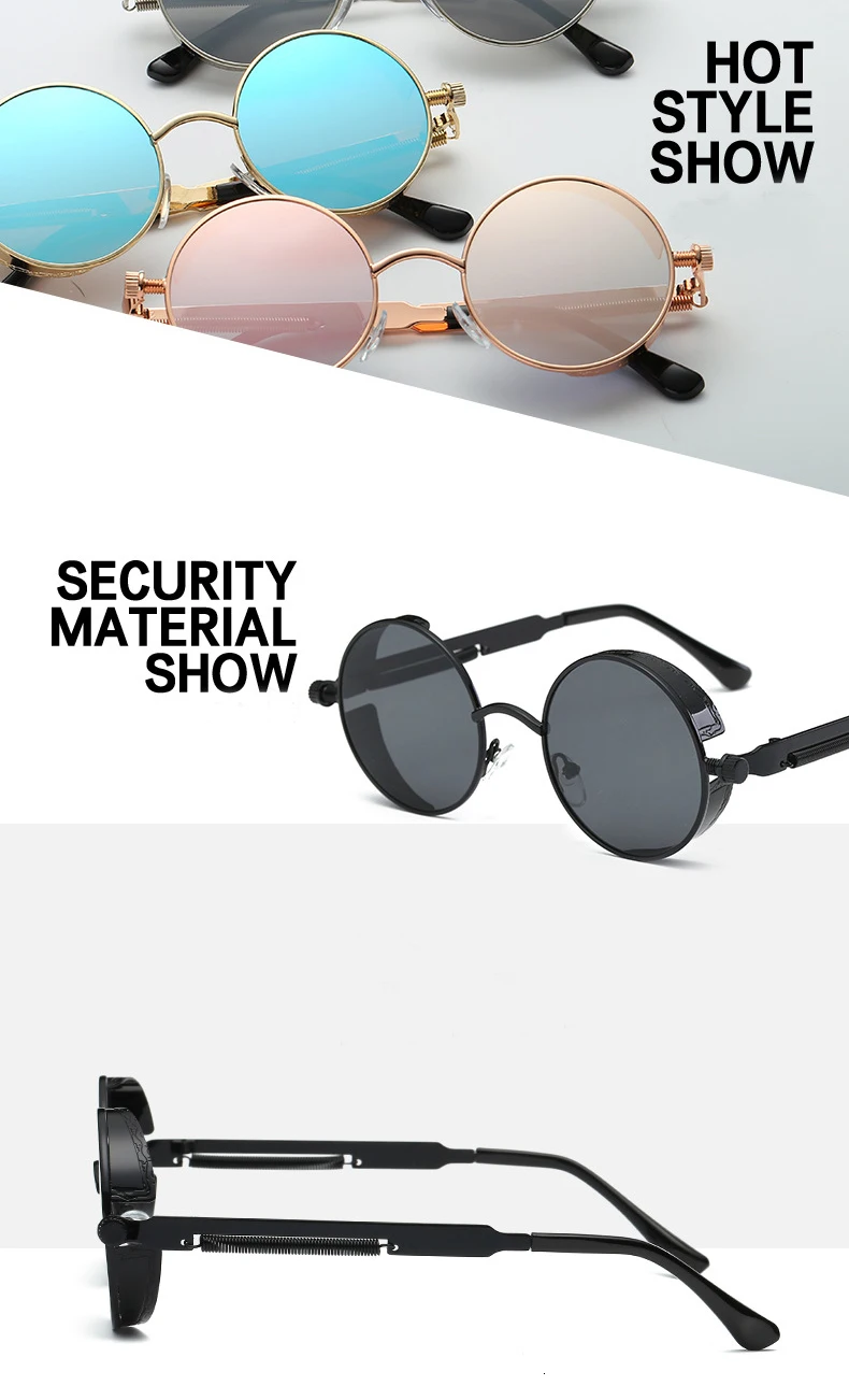 Металлические стимпанк Солнцезащитные очки Модные круглые очки фирменный Дизайн Винтажные Солнцезащитные очки высокого качества UV400 очки