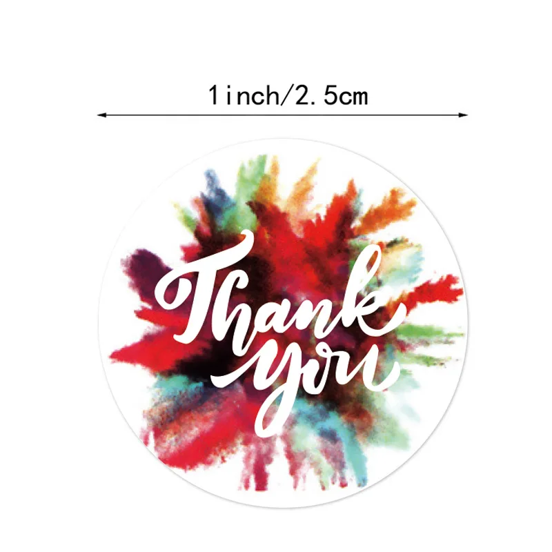 50-500pcs 8 Styles Thank You Sticker For Seal Labels Round Floral Multi Color Labels Sticker Handmade Offer Stationery Sticker