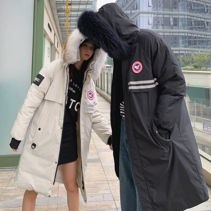 

Cotton-padded Clothes/Cotton Coat Warm Commuting Long Sleeve Straight-Cut Couple Clothes Convention-Style Long Printing plus Vel