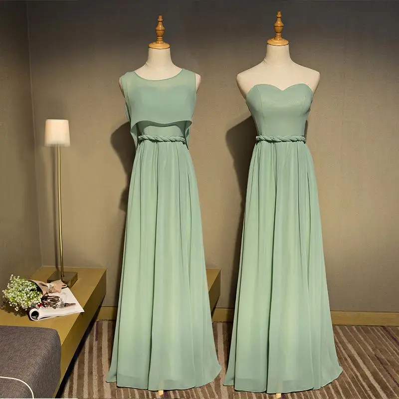 Светильник, зеленое элегантное женское платье для свадебной вечеринки, длинные платья подружки невесты размера плюс, шифоновые платья подружек невесты на заказ - Цвет: style 4