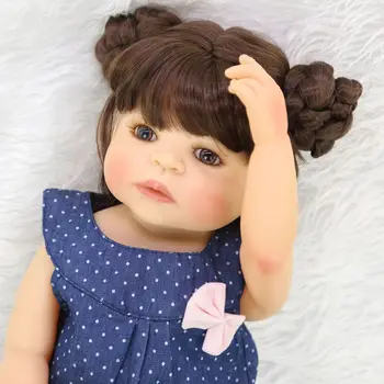 

55cm Full Silicone Body Reborn Baby Doll Toy For Girl Newborn Princess Babies Bebe Bathe 2019 New Accompanying Toy Birthday Gift