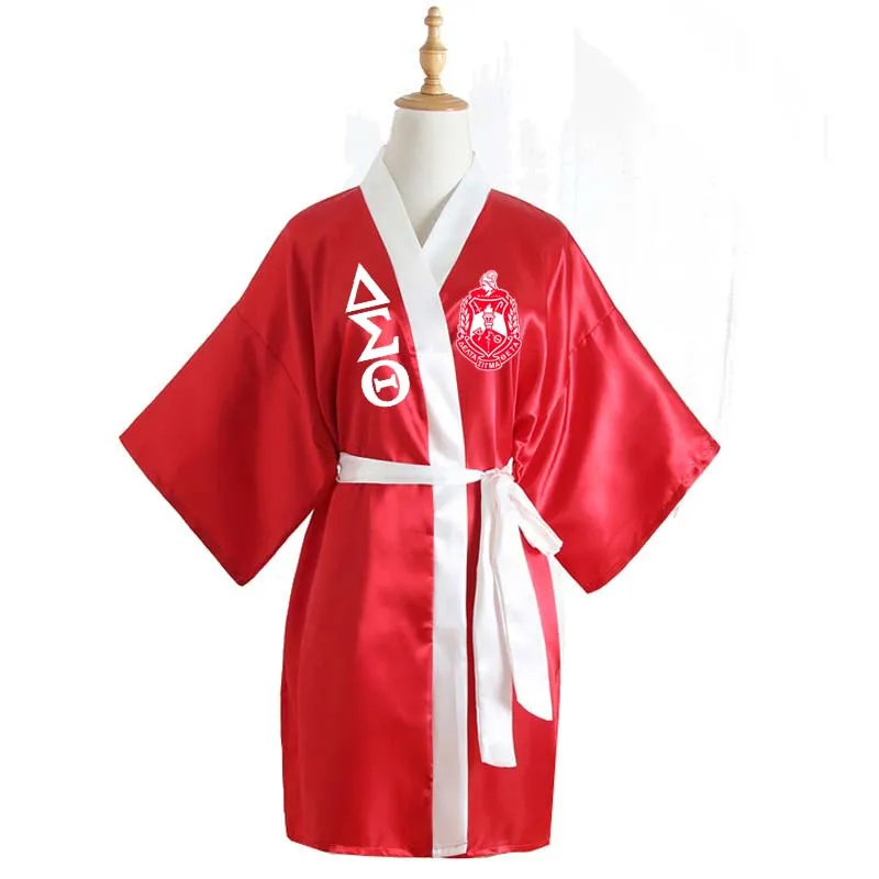 Женский свободный шелковый халат с кружевами, Атласный халат Delta Sigma Theta DST, 3,0, 1 отзыв 9 заказов