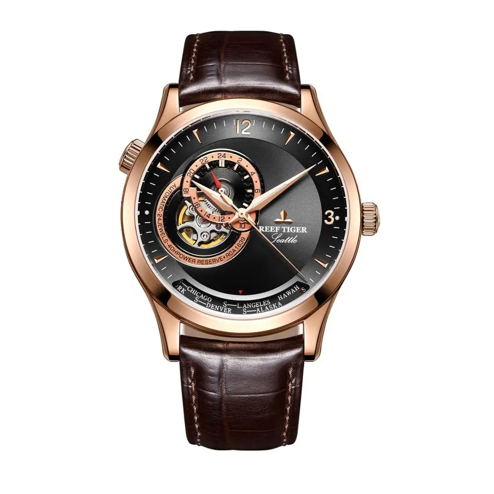 men watch p2 Мужские нарядные часы, мужские автоматические механические часы Reef Tiger, Роскошные водонепроницаемые мужские деловые наручные часы, мужские часы RGA1693 - Цвет: men watch p2