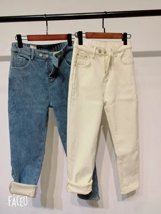 Winter Girls Jeans Women Soft High Waist Women'S Trousers Denim Loose Streetwear Woman Pants Femme Pantalon Mujer Thick Velvet