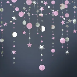 Elegant Paper Star Garland Banner for Celebrations and Events Decor (Mix pink)