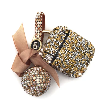 

For Apple Airpods Cases Luxury Diamond Rhinestone Case With Hanging Ball Keychain Charging Box Protector Covers For Airpods 2
