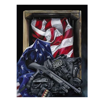 

Full Square Diamond embroidery Cross stitch US police Full Round Diamond mosaic DIY 3D Diamond painting US police painting