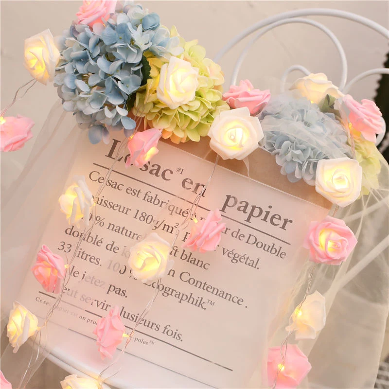 

Fairy Light String Rose LED Lights Decoration Garland Lamp For Bedroom Christmas Outdoor Lighting Diwali Salon Patio Living Room
