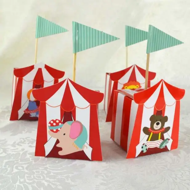 

50/100pcs Animal Candy Boxes for Carnie The Circus Themed Children's Day Birthday Party Kids Thanks Gift Boxes Chocolate Boxes