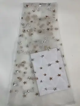 

New African Sequins Dry Lace Fabrics High Quality luxury Lace Nigerian Sequins Lace Fabric French Tulle Lace For Party FD827