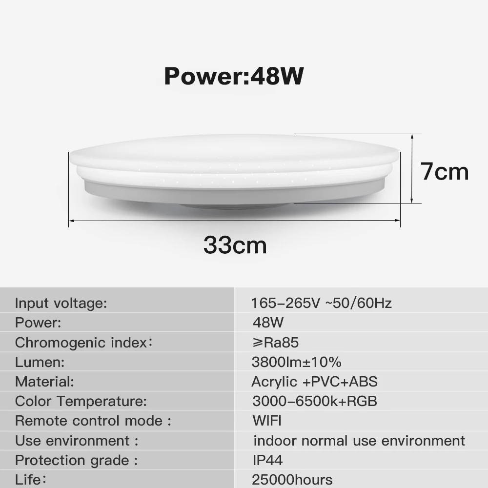 OFFDARKS современный светодиодный умный потолочный светильник 48 Вт WiFi/приложение умное управление RGB затемнение спальня потолочный светильник для кухни 220 В/AC