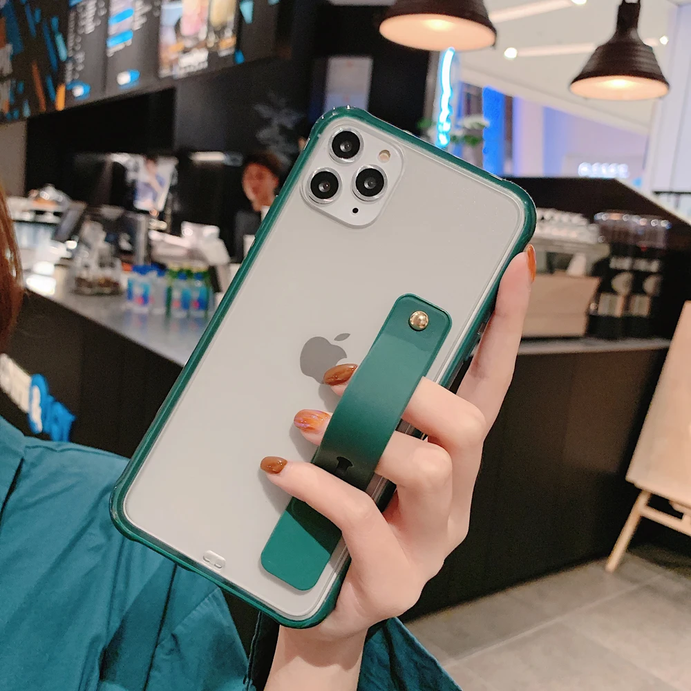 Мягкий силиконовый бампер матовый чехол с кольцом на палец для iPhone X XR XS 11 Pro Max 6 6s 7 8 Plus прозрачный держатель подставка чехол для телефона - Цвет: Зеленый