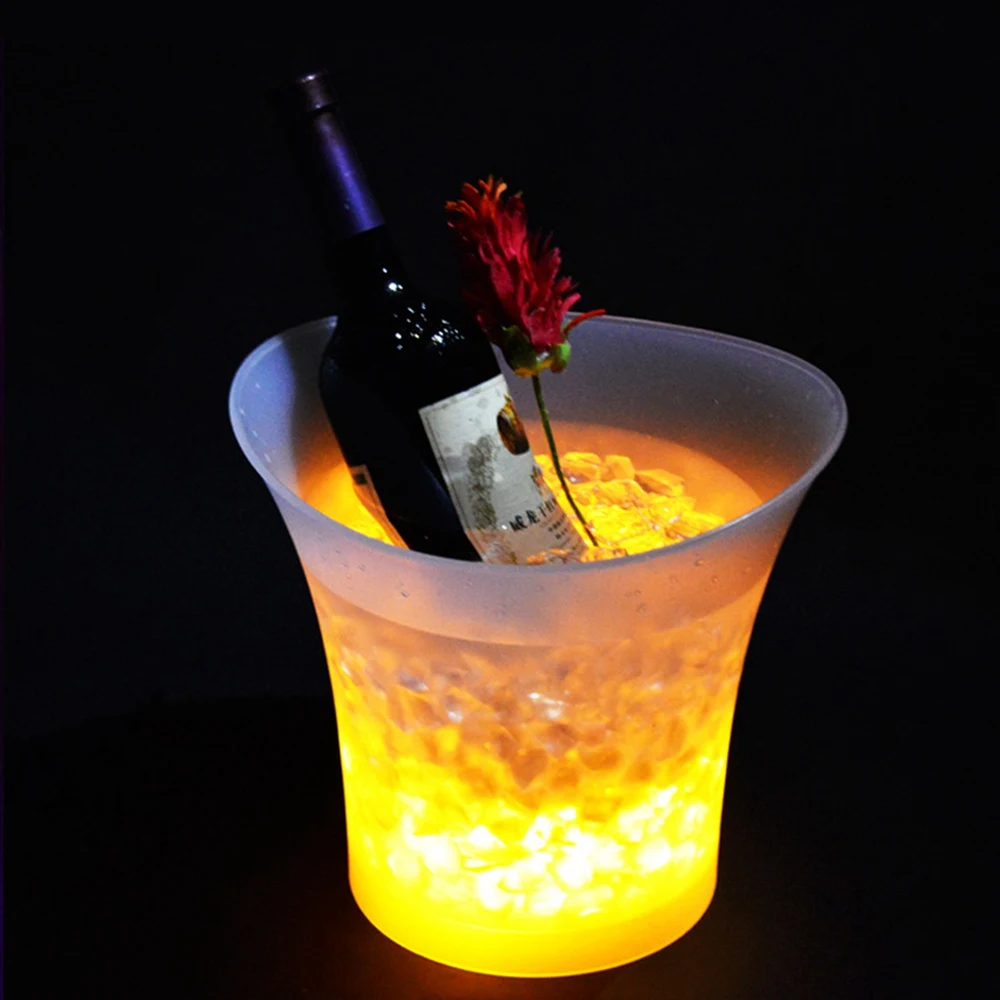 Красочные большой емкости 5L ведро для охлаждения шампанского льдом охладитель вина для пива напитков водонепроницаемый с цветами изменение Кухня Бар вечерние инструменты