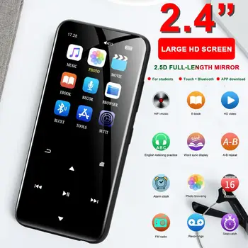 

MP3 Player with Bluetooth 2.4" Screen Portable Audio/Video Player with FM Radio, Voice Recorder